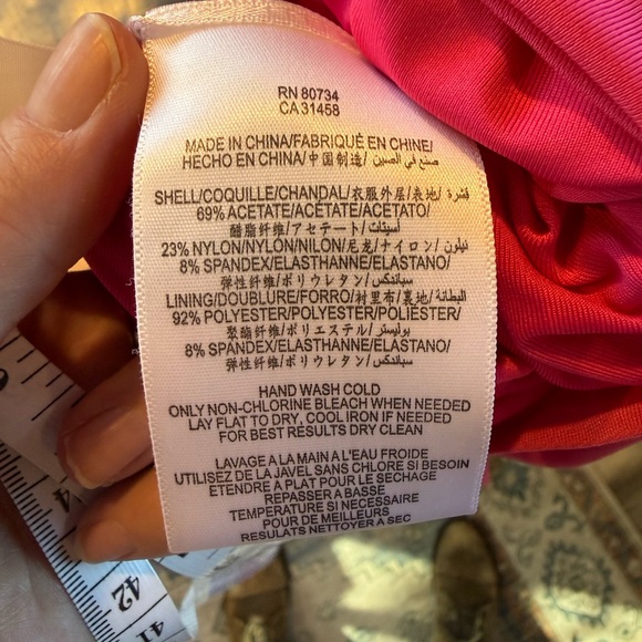 BCBGMaxAzria Hot Pink Long Sleeve Draped croquette Y2K Barbie Dress XS - Picture 6 of 7